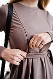 Сукня для вагітних і годуючих прилеглого силуету бавовняна з секретом годування колір мокко 42, фото 2
