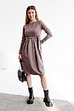 Сукня для вагітних і годуючих прилеглого силуету бавовняна з секретом годування колір мокко 42, фото 6