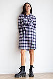 Фіолетова сукня - сорочка у клітинку для вагітних і годуючих мам бавовняна 42, фото 6