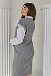 Тепла сіра сукня сорочка для вагітних і годуючих мам трикотажна в'язана 46, фото 7