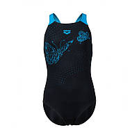 Купальник закрытый для девочек Arena BUTTERFLY SWIMSUIT V BACK черный, голубой Дет 128см 006746-580 128