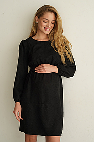 Сукня для вагітних та годуючих мам із секретом для годування чорна бавовняна 42