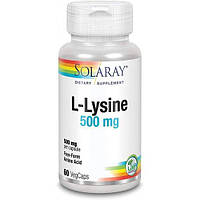 Лизин Solaray L-Lysine 500 mg 60 Veg Caps SOR-04940 BM, код: 7519043