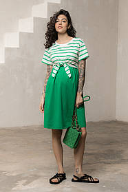 Трикотажна сукня для вагітних та годуючих з секретом годування зелена S