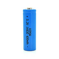 Литий-залізо-фосфатний акумулятор 14430 Lifepo4 Vipow IFR14430 TipTop, 400 mAh, 3.2V, Blue /500