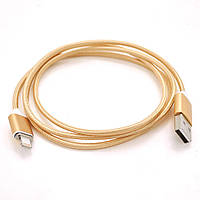 Магнітний кабель USB 2.0/Lighting, 1 m, 2 А, індикатор заряду, тканинне обплетення, знімач, Gold (під наконечник