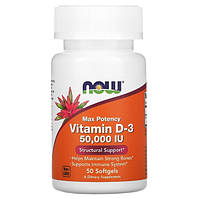 Витамин D NOW Foods Vitamin D3 50000 IU 50 Softgels IN, код: 7803891