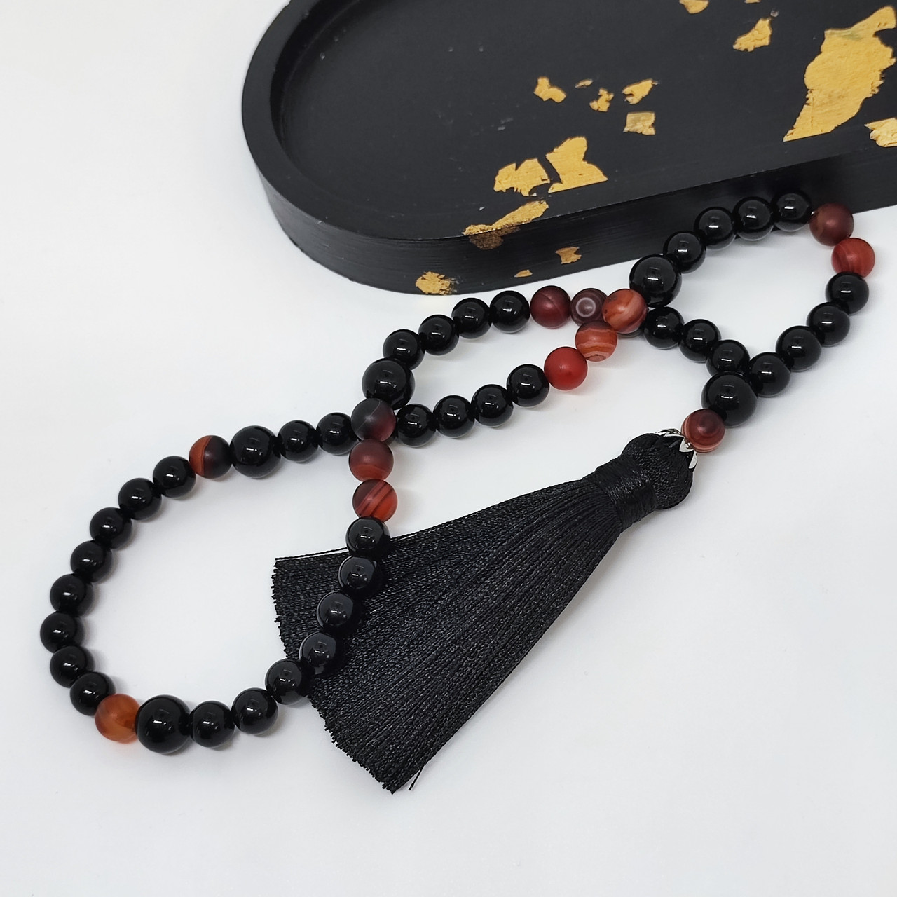 Чітки з оніксу, сардоніксу на 50 намистин, фото 1