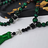 Чітки з оніксу, соколиного ока і тигрового ока на 50 бусин, фото 2