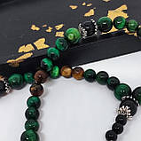Чітки з оніксу, соколиного ока і тигрового ока на 50 бусин, фото 7