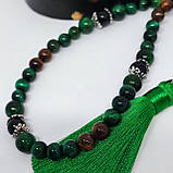 Чітки з оніксу, соколиного ока і тигрового ока на 50 бусин, фото 6