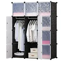Пластиковый складной шкаф Storage Cube Cabinet МР 312-62А Черный Полки для хранения вещей 110х37х165см m