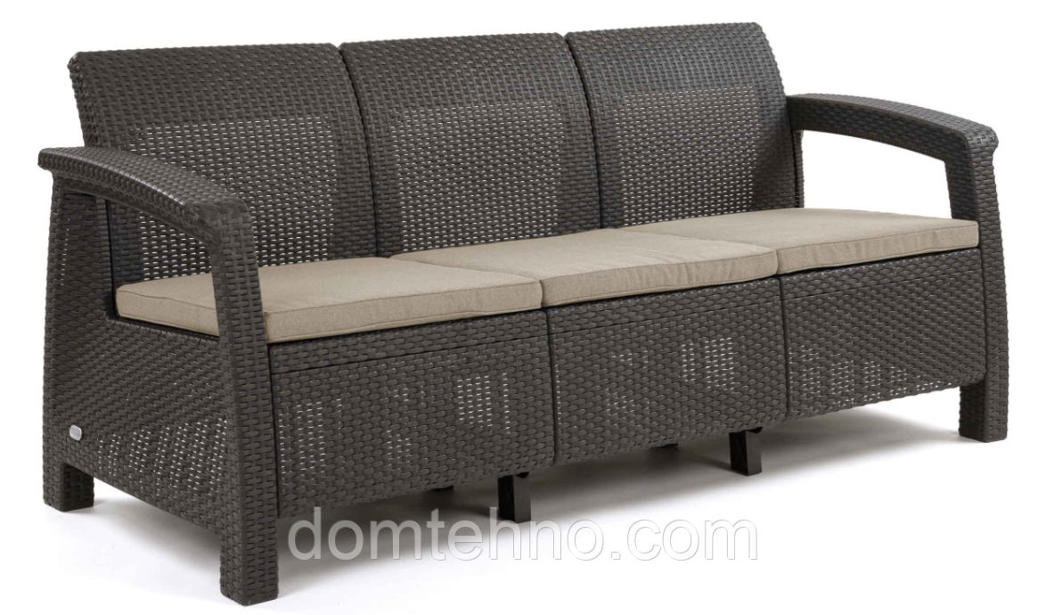 Диван 3-місний для саду і терас Keter Corfu Love Seat Max (КОРИЧНЕВИЙ)