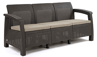 Диван 3-місний для саду і терас Keter Corfu Love Seat Max (КОРИЧНЕВИЙ)