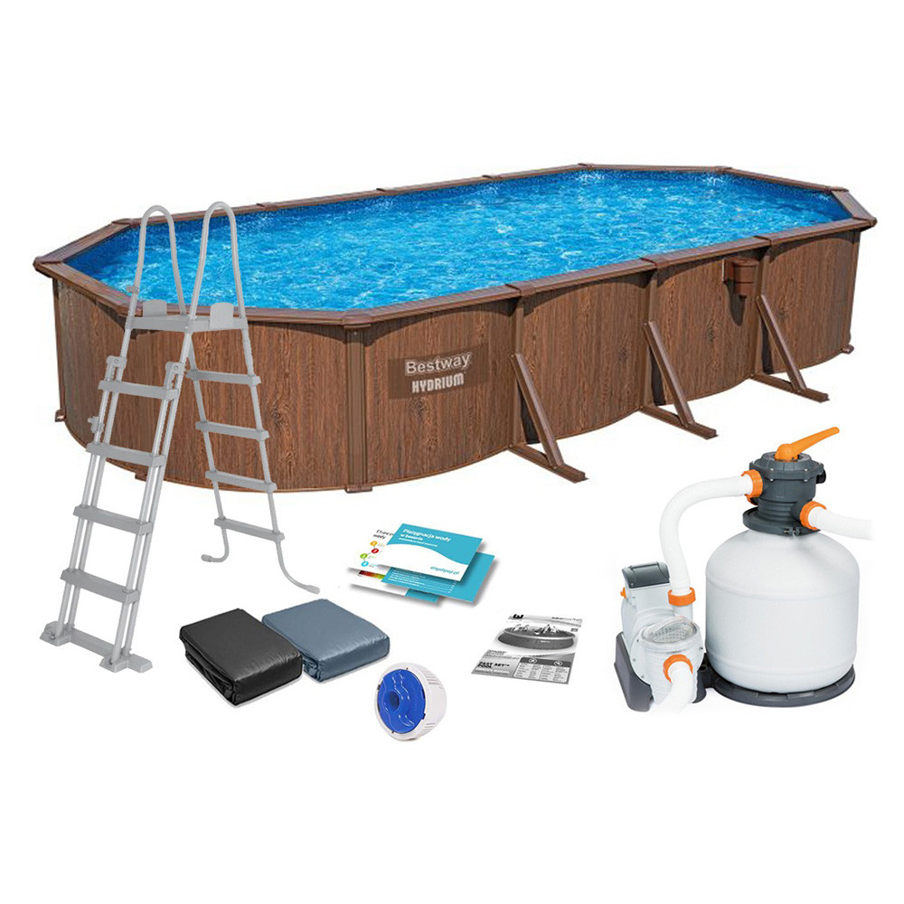 Каркасний басейн Bestway 561CW 732х366х132 см овальний для всієї родини з пісочним фільтром