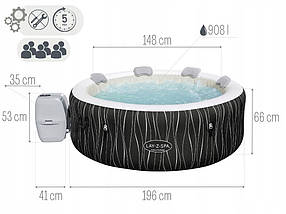 Надувний джакузі Bestway 60059 Lay-Z-Spa 196х66 см аеромасажний басейн СПА для дому 6 місний, фото 5