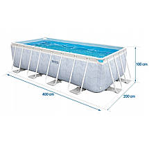 Каркасний басейн Intex 26780 Prism Frame 400х200х100 см прямокутний для всієї родини з картриджним фільтром, фото 3
