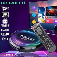Приставка для телевизора TV-BOX G96 Max X4 8K UltraHD Android 11 4/64 WiFi 2.4/5Gz Bt 5.0 USB 2.0/3.0 p
