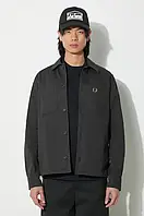 Urbanshop Куртка-сорочка Fred Perry Herringbone Overshirt колір сірий перехідна oversize M7754.297 РОЗМІРИ