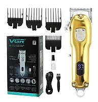 Машинка для стрижки волосся та бороди VGR V-652 Professional Gold з LED дисплеєм та 4 насадками 5 Вт p
