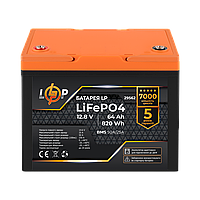 Акумулятор LP LiFePO4 12,8V - 64 Ah (820Wh) (BMS 50A/25А) пластик для ДБЖ h