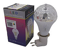 Лампа в патрон 220V E27 RGB c переходником RHD-13 (RD-5012) Вращающаяся лампа для вечеринок Диско лед лампа p