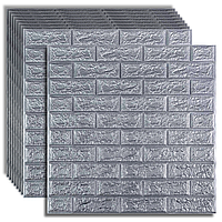 Самоклеюча 3D панель під срібну цеглу 700*770*4мм, (17-3) декор стіновий для дому! BV-0000230
