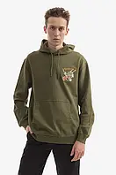 Urbanshop Бавовняна кофта Maharishi Force Embroidered чоловіча колір зелений з капюшоном з аплікацією