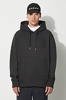 Urbanshop Бавовняна кофта Norse Projects Arne Relaxed Organic Brushed Fleece чоловіча колір чорний з капюшоном