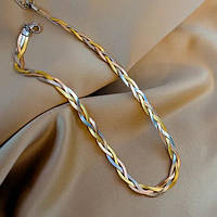 Жіночий ланцюжок 316L нержавіюча сталь триколірний ланцюг ручної роботи унікальне плетене намисто