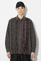 Urbanshop Бавовняна сорочка Needles Flannel Shirt чоловіча колір коричневий regular класичний комір NS307