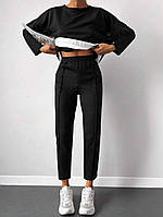 Трендовый прогулочный женский спортивный костюм (штаны + свитшот) двунить новинка 2024