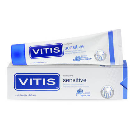 Зубна паста для профілактики і зняття чутливості зубів VITIS SENSITIVE 100 мл, фото 1