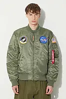 Urbanshop Куртка-бомбер Alpha Industries MA-1 VF NASA чоловіча колір зелений зимова РОЗМІРИ ЗАПИТУЙТЕ