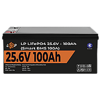 Аккумулятор LP LiFePO4 24V (25,6V) - 100 Ah (2560Wh) (Smart BMS 100А) с BT пластик для ИБП l