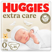 Подгузники Huggies Extra Care 0 (< 3,5 кг) 25шт (5029053548647) - Топ Продаж!