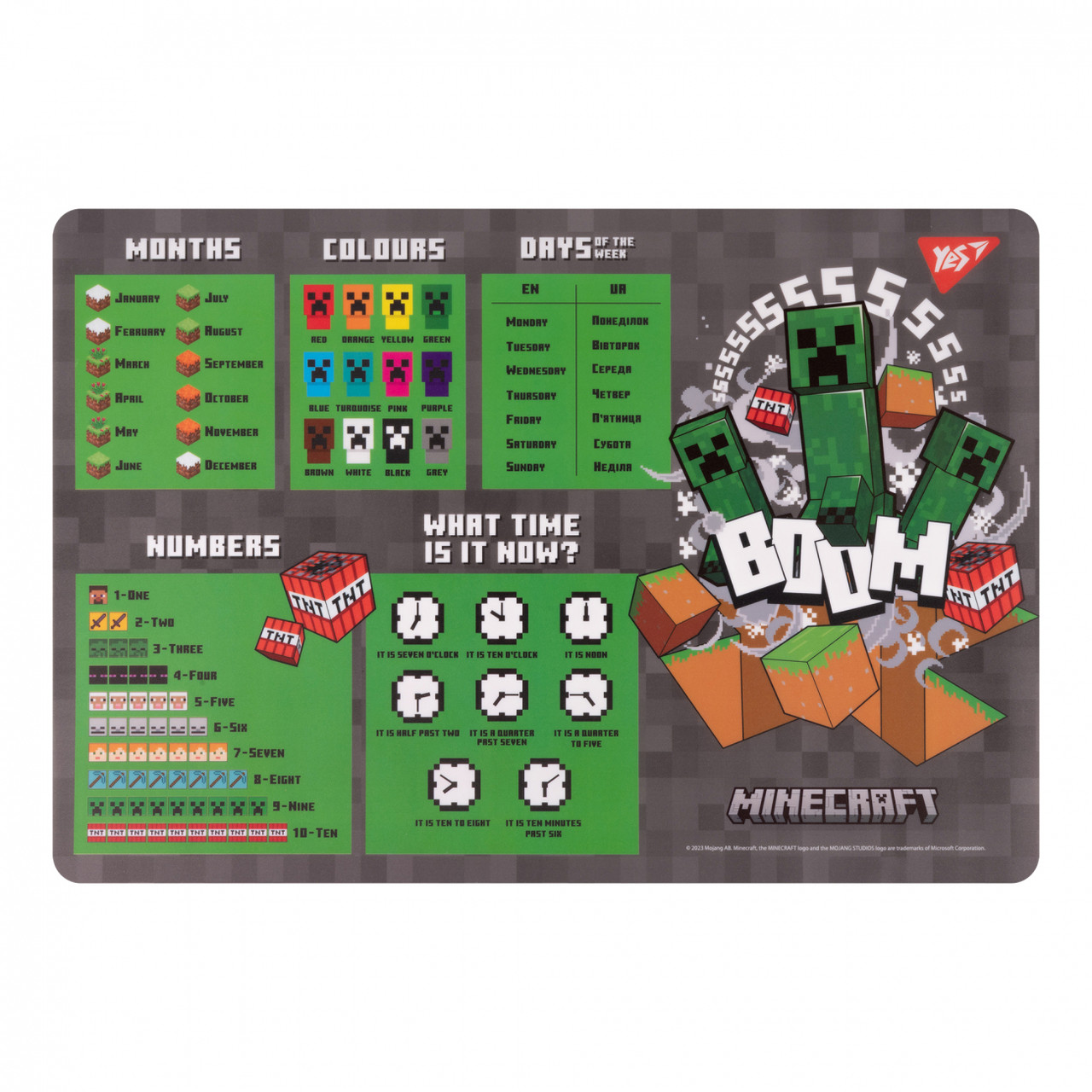 Підкладка для столу Yes Minecraft Creepers з підказками англ А3, фото 1