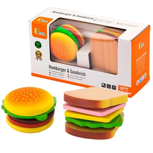 Іграшкові продукти Viga Toys Дерев'яні гамбургер та сендвіч (50810)