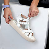 Білі шкіряні босоніжки римлянки натуральна шкіра флотар низький хід взуття жіноче, фото 6