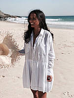 Женская пляжная туника рубашка на пуговицах размер единый 42-46