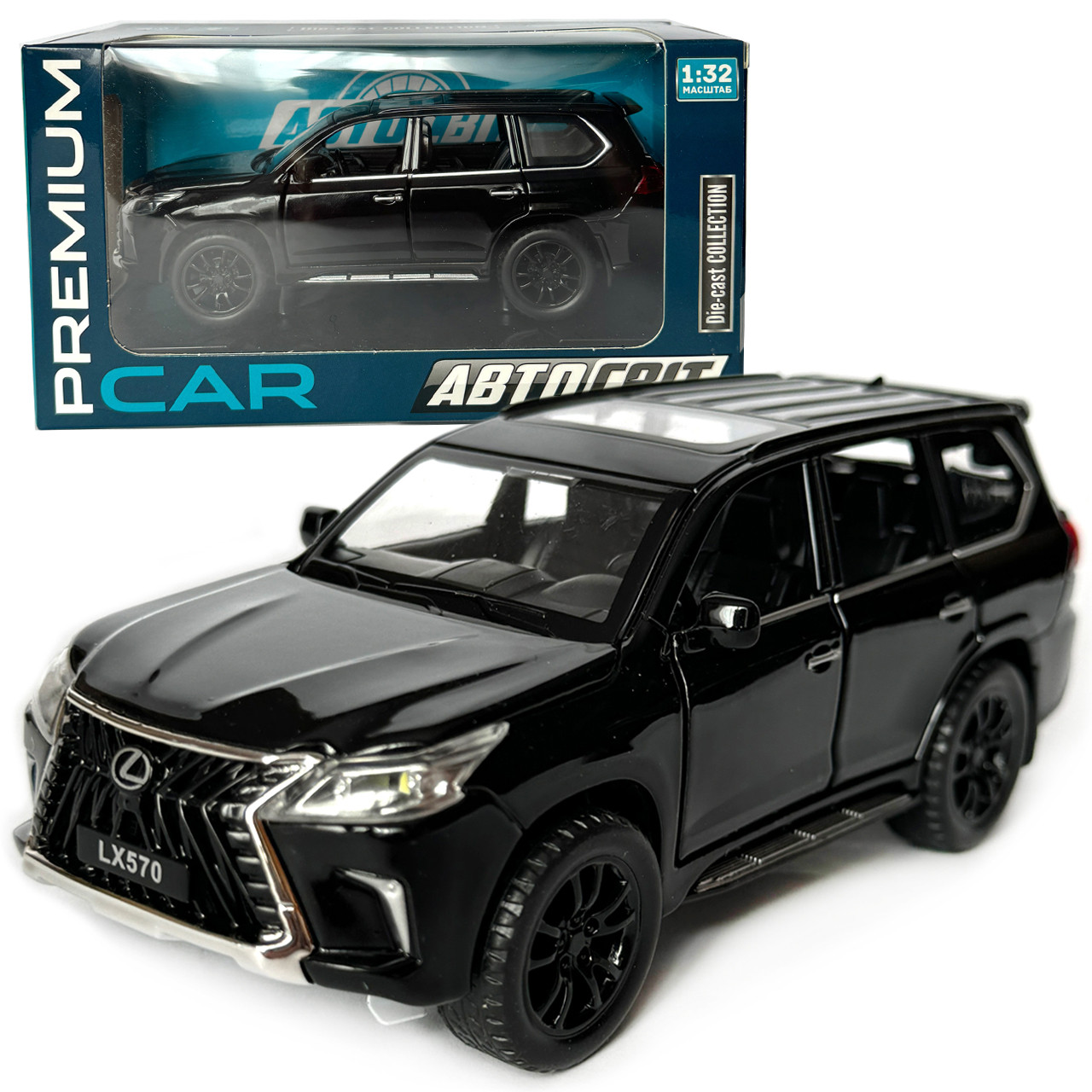 Машинка металева Lexus LX570 Лексус чорний 1:32 звук світло інерція відкр двері багажник капот гумові колеса 15,5*6*7см (AP-1810), фото 1