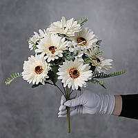 Искусственный букет гербер, белого цвета, 35 см. Цветы премиум-класса для интерьера, декора
