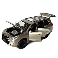 Машинка металева Lexus LX570 Лексус срібний 1:32 звук світло інерція відкр двері багажник капот гумові колеса 15,5*6*7см (AP-1810), фото 5