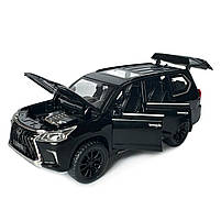 Машинка металева Lexus LX570 Лексус чорний 1:32 звук світло інерція відкр двері багажник капот гумові колеса 15,5*6*7см (AP-1810), фото 5