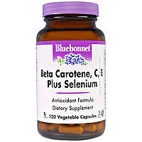 Бета-Каротин, C, Е+Селен, Beta Carotene, C, E Plus Selenium, Bluebonnet Nutrition, 120 капсул KA, код: 2337514