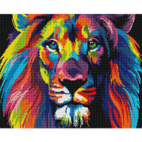 Алмазная мозаика "Радужный лев" 40х50 см