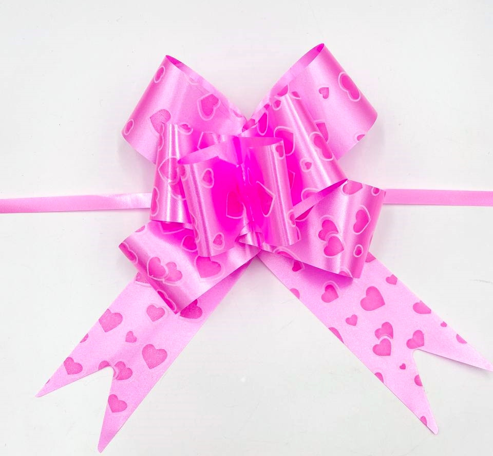 Подарункові бантики / Бант-затяжка / Упаковка -10 шт / 67*4,4см / У зібраному вигляді - 22,4*12 см / Рожевий, фото 1
