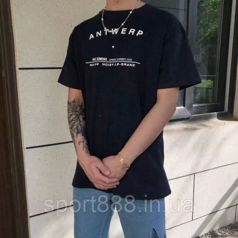 Футболка чорна Раф Симонс Raf Simons оверсайз чоловіча жіноча, фото 1