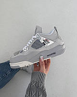 Женские демисезонные кроссовки Nike Air Jordan 4 Retro Light Iron Ore Grey (серые) стильные кроссы NAJ077 Найк