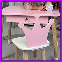 Детский стол с нишами стул деревянный комплект, красивый и яркий столик и стульчик ребенку для рисования и игр Вариант 3